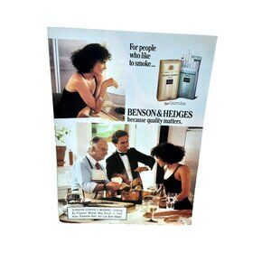 Benson & Hedges 1988 Vintage Print Ad Smoking Cigarettes Dinner Party Scene
